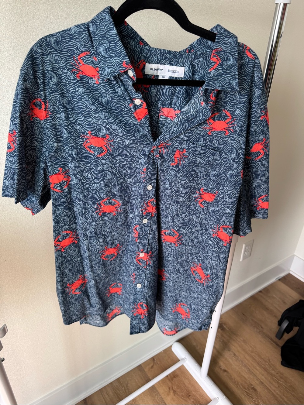 Old Navy men's casual short-sleeve button-down shirt Crab print size XXL